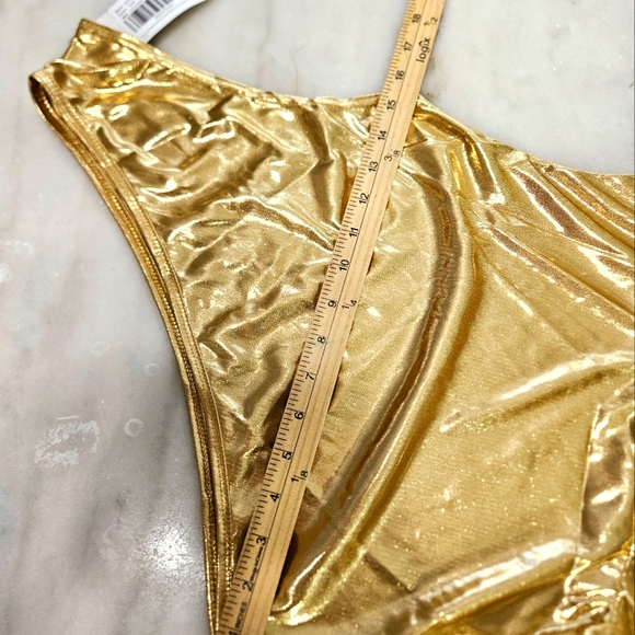 NEW Danzcue Asymmetrical Dance Sholder Dress, Size L-XL, Golden - Picture 3 of 11